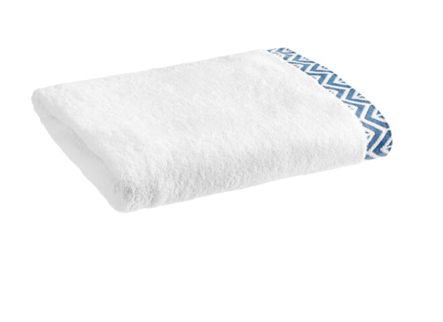 1888 Mills Aura 40" x 70" Blue Chevron 100% Combed Cotton Spa Towel - 27 lb. - 12/Case