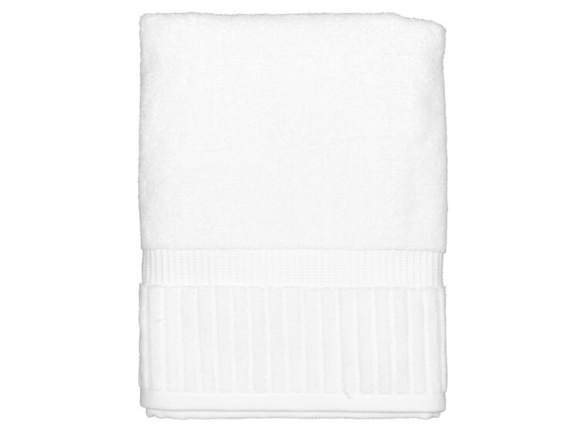 Garnier-Thiebaut Epure Plus 27" x 54" White 100% Combed Terry Cotton Bath Towel 16.25 lb. - 12/Case