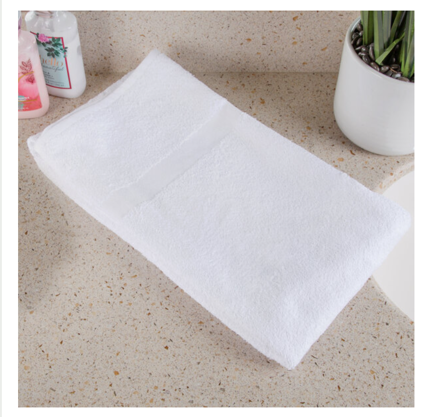 Oxford Silver 24" x 50" White Open End Cotton / Poly Bath Towel 10 lb